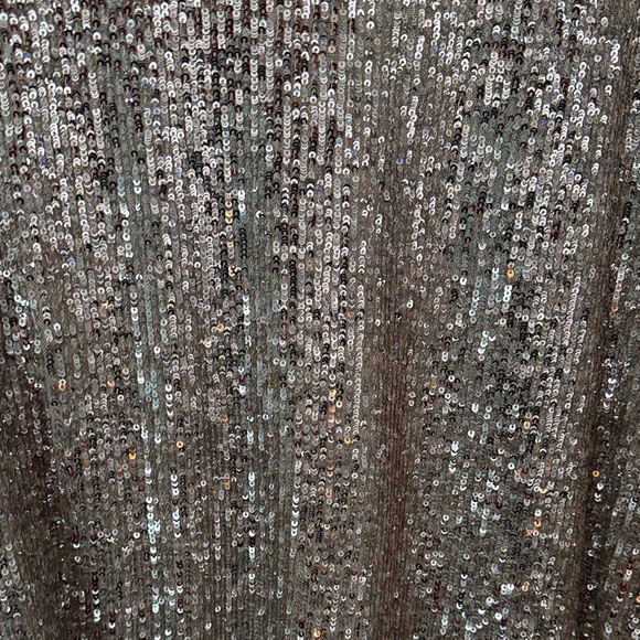 Cable & Gauge Sparkling Silver Sequin Top, Holiday Sequin Top, Large - Picture 12 of 13